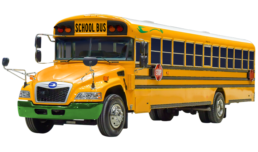 Electric Blue Bird school bus